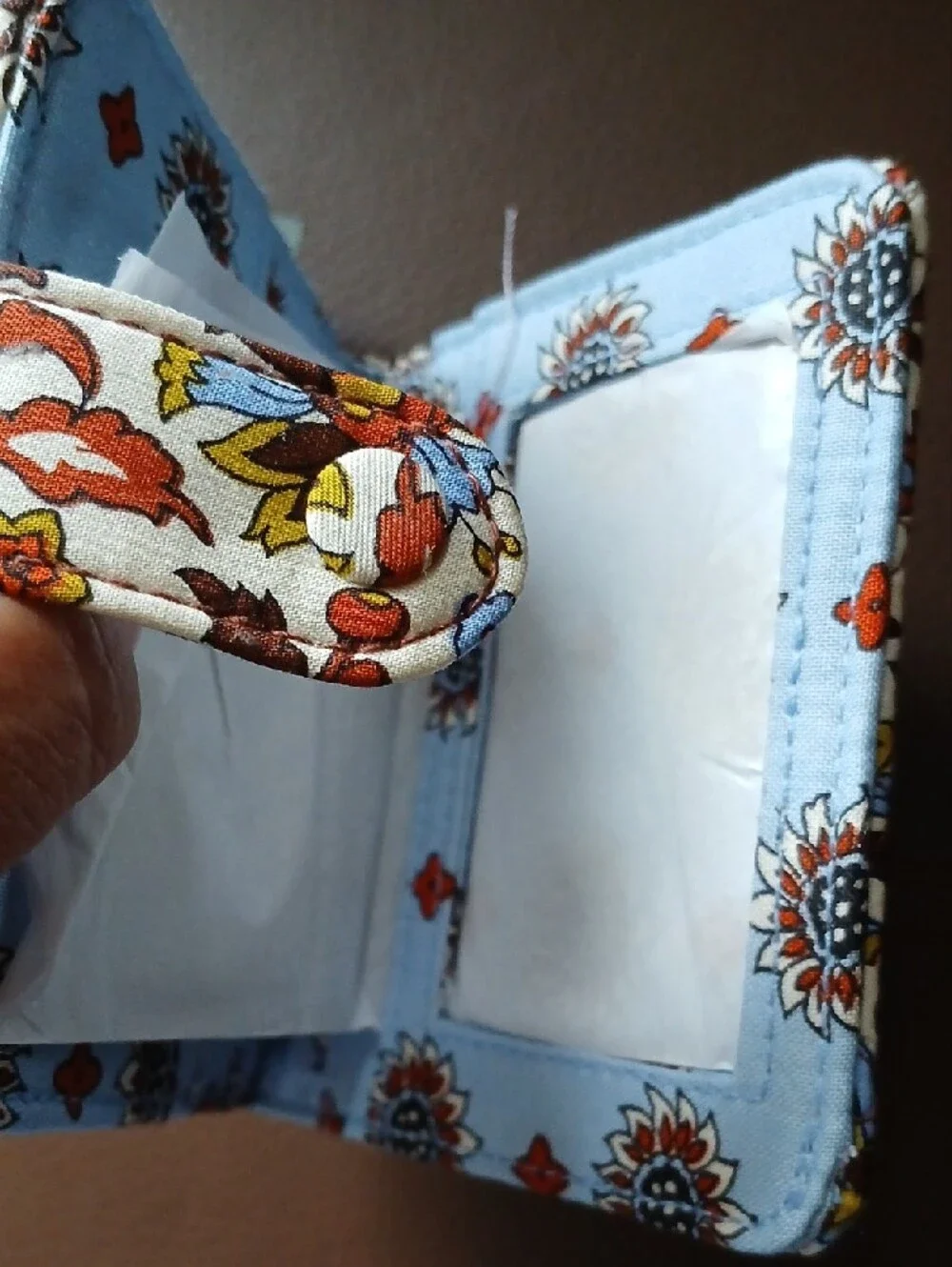 Vera Bradley Quilted Floral Wristlet Wallet in White, Brown, Yellow, Blue, Red